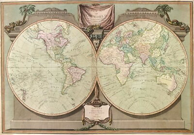 #ad 84439 Vintage 1808 Historical World Map Captain Cooks Wall Print Poster CA C $64.95