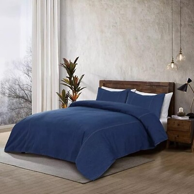 #ad Denim 100% Washed Blue Cotton Comforter Full Size Soft And Fade Resistant $39.99