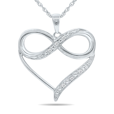 #ad Diamond Infinity Heart Love Pendant in .925 Sterling Silver $39.00
