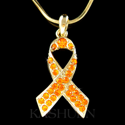 #ad Leukemia Kidney Cancer made with Swarovski Crystal Awareness Ribbon GT Necklace $43.00