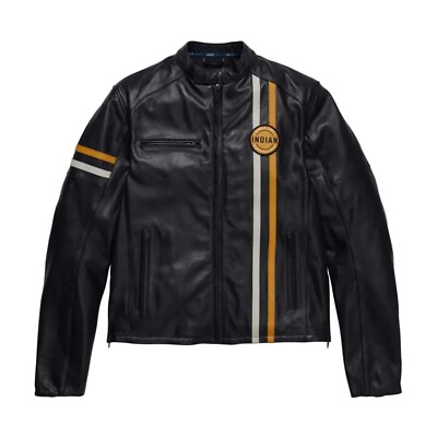 #ad Men’s Indian Black Cafe Racer Biker Jacket Cowhide Leather Motorcycle Jacket $174.71