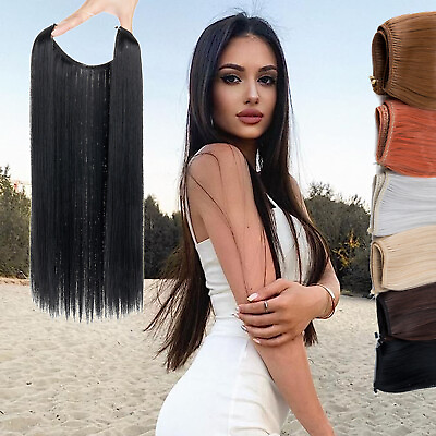 #ad Wire In Hair Extension Long Invisible One Piece Real Natural Hidden Clip in Hair $12.06