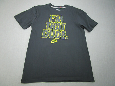 #ad Nike Shirt Adult Small Black Green Swoosh Center Spell Out Im That Dude Mens * $13.95