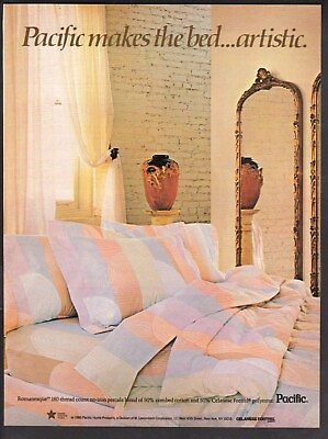 #ad Vintage advertising print ad Pacific Bedspread sheet Romanesque design 1986 ad $10.25