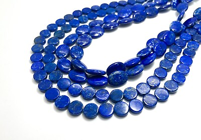 #ad Natural Blue Lapis lazuli Flat Round Oval Gemstone Beads PG97 $31.79