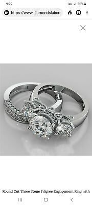 #ad real 14k white gold bridal sets $2295.00
