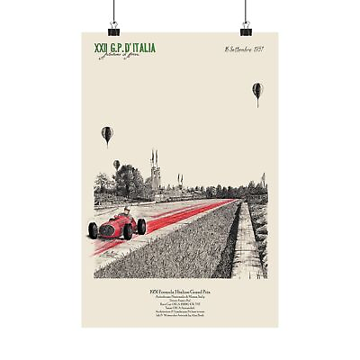 #ad 1951 Italian Grand Prix Monza Vintage Poster OSCA Formula Racing Car Art Print $49.00