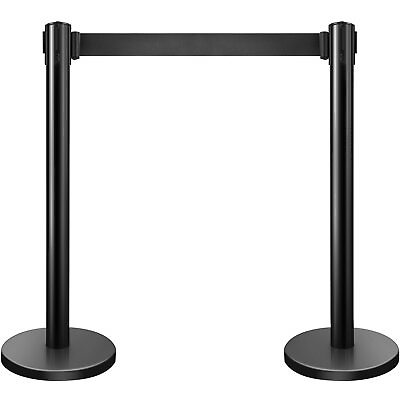 #ad 2Pcs Crowd Control Barrier Queue Poles Black Durable Outdoor Stanchion Posts $66.99