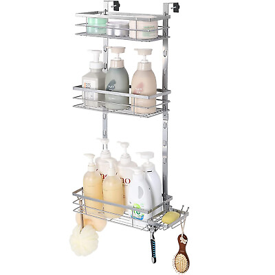 #ad Shower Caddy Over The Door Stainless Steel Bathroom Shelf Organizer with Hooks $22.95