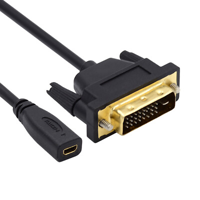 #ad DVI 241 Male to Micro HDMI 1.4 Type D 4K Female Extension Cable for Computer $7.88