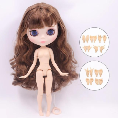 #ad 12quot; Nude Blythe Doll From Factory White Skin Matte Face Brown Hair Joint Body $28.00