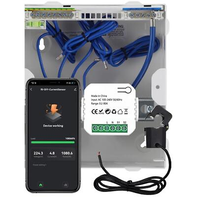 Energy Meter 80a with Clamp Ct App Kwh Wifi Power Monitor Kits 110 240v 50 60hz $41.99