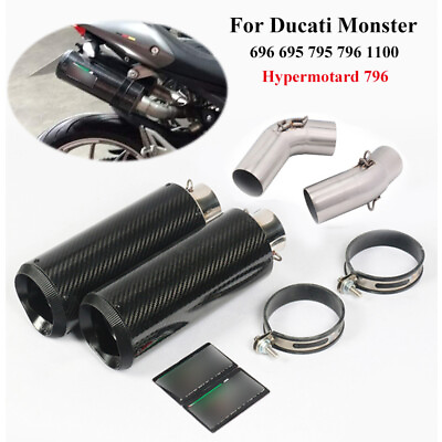 #ad For Ducati monster 696 695 795 796 1100 Exhaust Pipe Muffler Tips Mid Link Tube $266.00