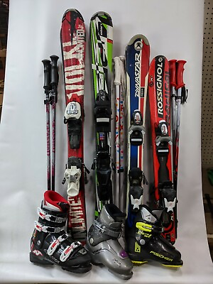 #ad Kids Used Ski Package Skis Bindings Boots amp; Ski Poles. Custom Fit to Order $154.99