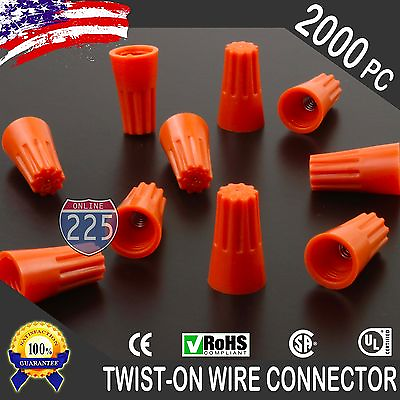 #ad 2000 Orange Twist On Wire Connector Connection nuts 22 14 Gauge Barrel Screw $55.75
