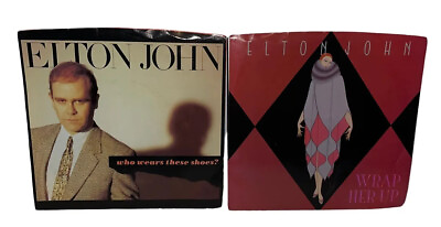 #ad Elton John Lot Of 2 45 RPM 7” Wrap Her Up And Who Wears These Shoes $10.39