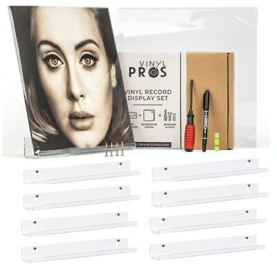 #ad Vinyl Record Display Set 8 Pack Vinyl Record Shelf Wall Mount and Protectiv... $28.34