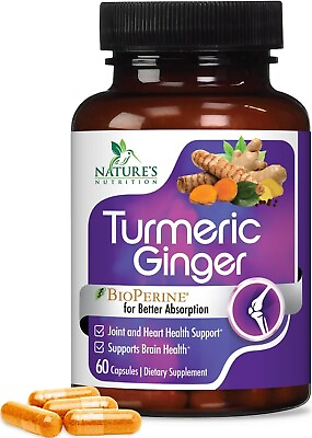 #ad Turmeric Curcumin with Ginger 95% Curcuminoids 2600mg Max potency BioPerine 60 $12.69