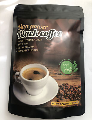 #ad Man Power Black Coffee NET WT. 1.7oz 49G 14 Sachets Royal Health $30.50