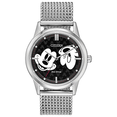 #ad Citizen Men#x27;s Eco Drive Mickey Mouse Stainless Steel Mesh Watch 40MM FE7060 56W $76.99