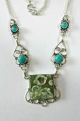 #ad Rhyolite amp; Turquoise Handmade Necklace $7.99