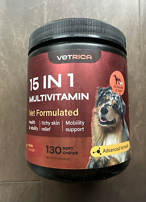 #ad Multivitamin Dog Chews Duck Flavor Biotin Folic Acid Quercetin Glucosmaine 130ct $16.64