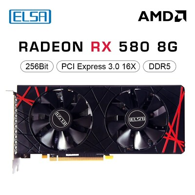#ad ELSA AMD Radeon RX 580 8GB GDDR5 256bit Black GPU For Desk Computer Gaming AU $169.00