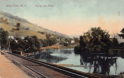 #ad Walton NY New York Oamp;W Railroad Railway Train Depot Station 1907 Vtg Postcard V2 $113.20