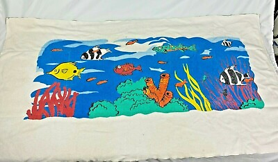 #ad Vtg Retro Beach Towel That Folds to become a Carrying Bag Under the Sea Nautical $12.99