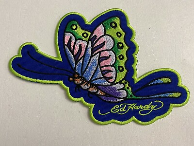 #ad Deadstock Ed Hardy Butterfly Iron On Patch Appliqué Embroidered Sewing Large $14.99
