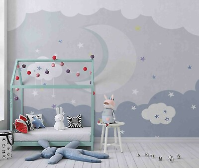 #ad 3D Moon Sky Wallpaper Wall Mural Removable Self adhesive 1904 AU $349.99