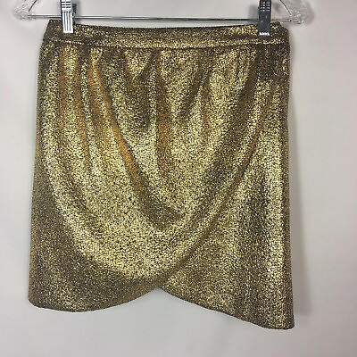 #ad C. LUCE Women’s Gold Metallic Tulip Style Mini Skirt Size M $14.00