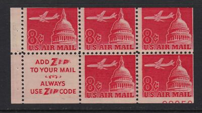 #ad 1962 AIRMAIL Sc C64c carmine 8c MNH 50% plate number 28050 tagged $14.85