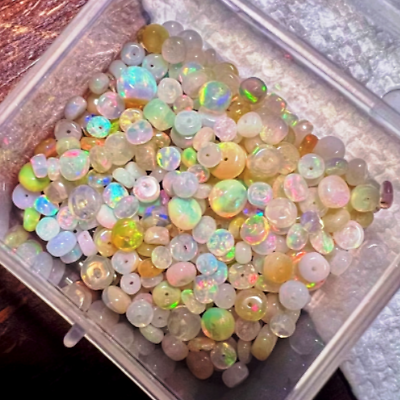 #ad Opal fire Rondelle Beaded 100 PCS 4 6 mm. Loose NATURAL Ethiopian Opal Beaded. $26.59