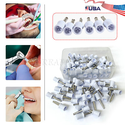 #ad 100 Pcs Box Dental Polishing Cups Latch Type Prophy Cups 4 Webbed $7.59
