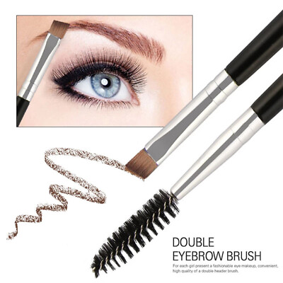 #ad Eyebrow Brush Dual ended Brow Eyeliner Angled Cut Spoolie Brushes Makeup Nice $2.22