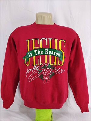#ad Vintage 90#x27;s Bike Printed Sweatshirt quot;Jesus Is the Reason for the Seasonquot;Size:XL $25.00