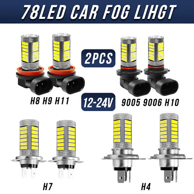 #ad 2PCS Car LED H4 H7 H8 H9 H10 H11 9005 9006 2835 LED 78SMD Car Truck Fog Lamp $14.99