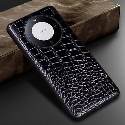 #ad Genuine Cowhide Leather Slim Case Fr Huawei Mate 60 Pro 60 Crocodile Armor Cover $19.80