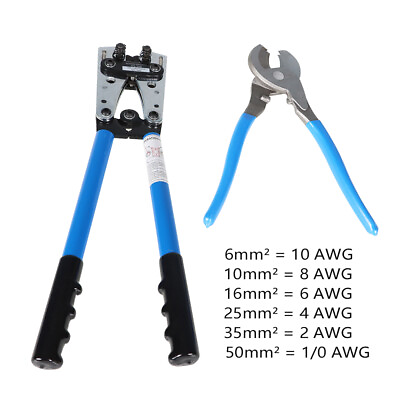 #ad Wire Crimper Battery Cable Crimping Tool For 6 50mm2 Cable With Cable Cutter New $34.53