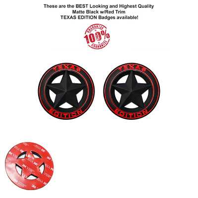#ad 2 TEXAS STAR EDITION 3quot; EMBLEMS BLACK RED UNIVERSAL STICKON for TACOMA TUNDRA $9.49