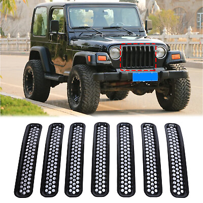 #ad Honeycomb Style Front Grill Mesh Inserts For Jeep Wrangler TJ 1997 2006 7Pcs $15.97