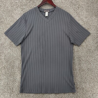 #ad Vintage Ymla Shirt Mens XL Grey Short Sleeve Ribbed Casual Retro Club Rave 90#x27;s $14.98