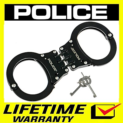 #ad POLICE Handcuffs Professional Heavy Duty Steel Black $21.98