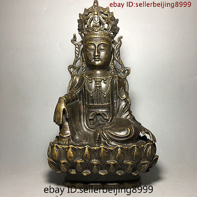 #ad China Buddhism Bronze Kwan yin Guanyin Goddess Statue Incense Burner Censer $249.00