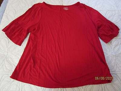 #ad Lane Bryant Red Tunic Top Sz 18 20 Rayon Nylon Spandex Bust 50 Length 25 inches $18.65