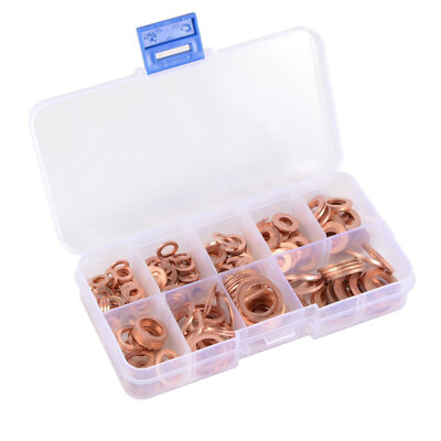 #ad 200Pcs Copper Washer Flat and Lock Washers Assortment $13.01