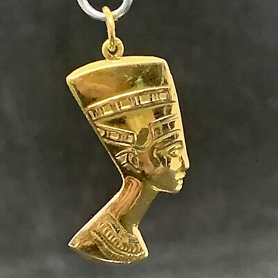 #ad Vintage Double Sided 18k Yellow Gold Nefertiti Pendant. Original Make From Egypt $319.20