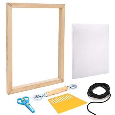 #ad 10 x 14 Inch Wooden Screen Printing Frame with Changeable 3 Yards 1.27 Meters... $32.97
