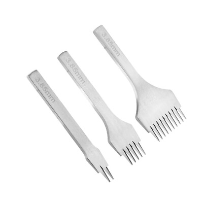 #ad White Steel 2 5 10 Punch Prong Tool Lacing Stitching Chisel Set For Crafts $11.43
